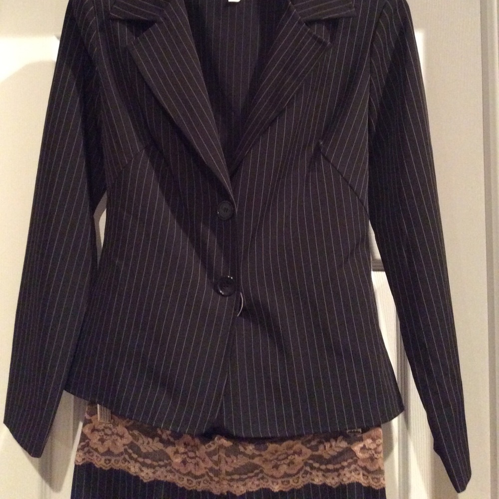 Xoxo pinstripe blazer/wide leg bell bottom pant